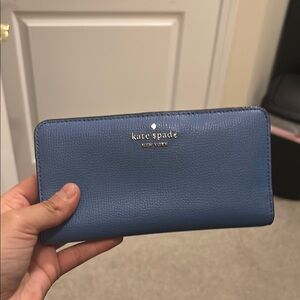 Kate Spade Blue Leather Wallet with Metallic Logo